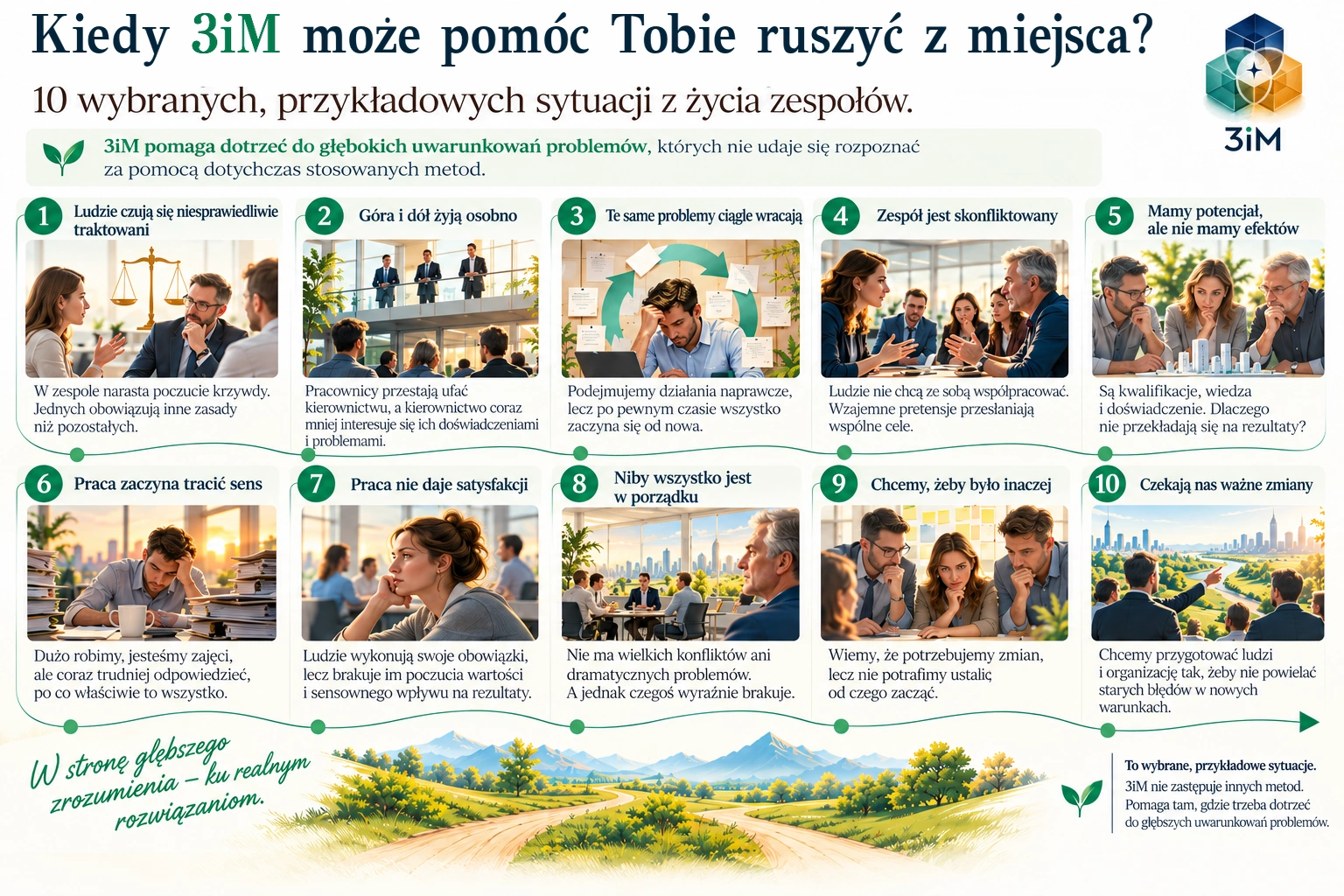 Kiedy 3iM może pomóc Tobie ruszyć z miejsca? Dziesięć wybranych sytuacji z życia zespołów.